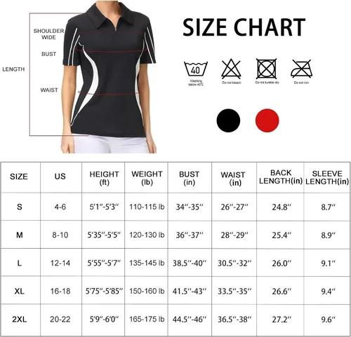 Vista 6 de JACK SMITH Women Golf Polo Shirts Zipper Moisture Wicking Tennis Shirts Short Sleeve Slim Fit Sport Active Tops S-XXL