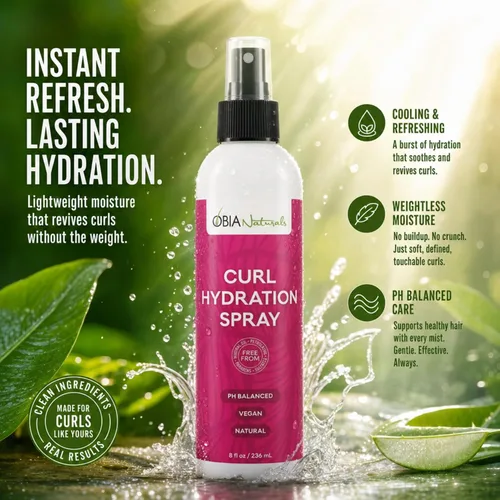 Vista 10 de OBIA Naturals Spray de hidratación para rizos – Hidratante refrescante, hidratante y nutritivo para cabello seco y rizos, 8 onzas.