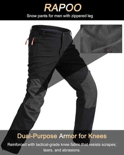 Vista 3 de Rapoo - Pantalones de esquí de nieve, softshell impermeables, snowboard, senderismo de invierno, cargo, pantalones de esquí al aire libre, forro