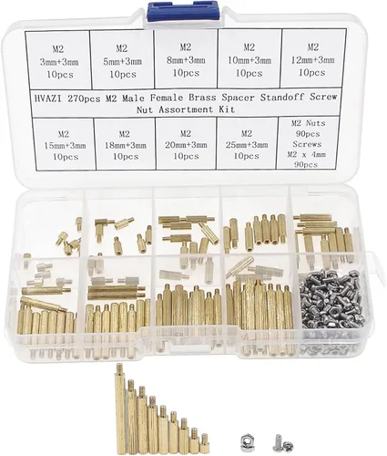 Vista 8 de M2 Nylon Hex Macho-Hembra Separadores Separadores Tornillo Tuerca Surtido Kit (Negro)