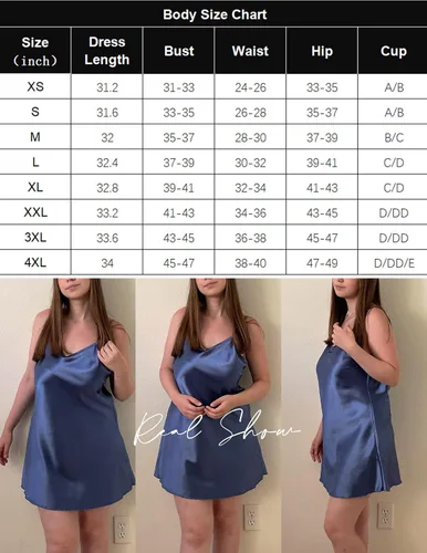 Vista 6 de Avidlove Camisón de satén para mujer, vestido de lencería sexy, ropa de dormir mini, ropa de dormir