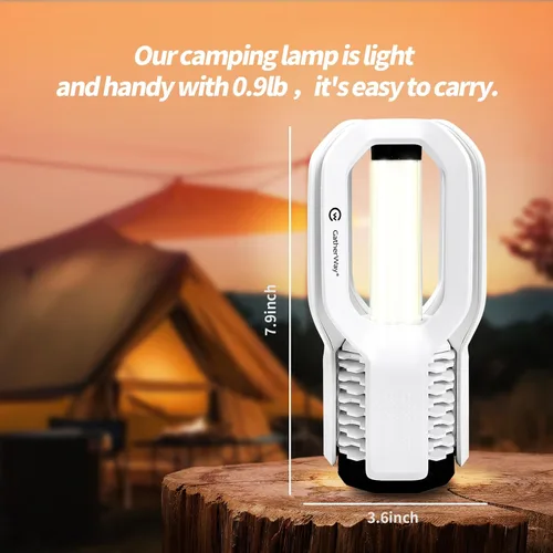 Vista 2 de Linterna LED recargable para campamento, diseño de agarre libre, 4 modos de luz, resistente al agua y luces de tienda de campaña de 3000 K, luz