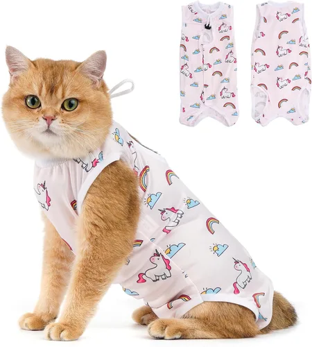 Vista 12 de Avont Traje de recuperación para gatos – Mameluco de gatito para gatos después de la cirugía, traje quirúrgico de esterilización alternativo al cono