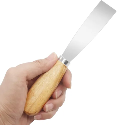 Vista 5 de Cuchillo de masilla, raspador de metal de 1 pulgada, cuchillos de mango de madera para paneles de yeso, calcomanías, papel de pared, parches