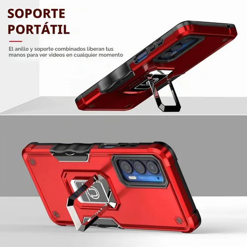 Vista 7 de TJS Funda para teléfono Motorola Moto Edge 2021, funda Moto Edge 5G UW Rojo
