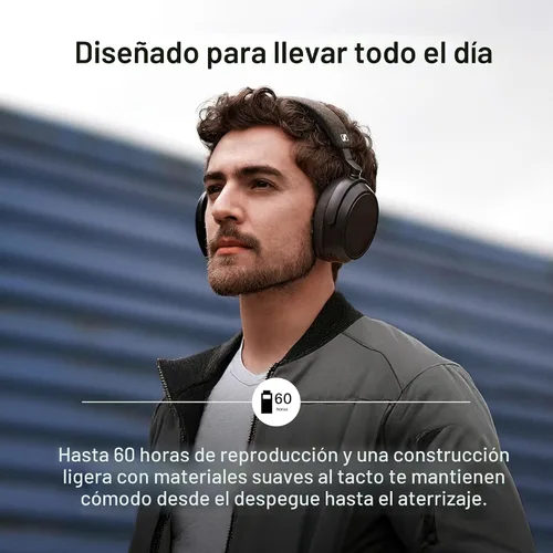 Vista 5 de Sennheiser Momentum 4 Wireless - Auriculares inalámbricos con cancelación de ruido, auriculares Bluetooth para llamadas nítidas con cancelación