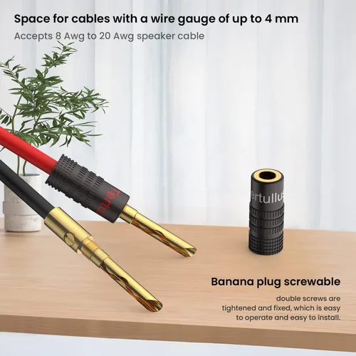 Vista 2 de Tertullus BFA - Enchufes tipo banana de 24 quilates chapados en oro de 24 quilates, bloqueo de doble tornillo para cine en casa, placa de pared