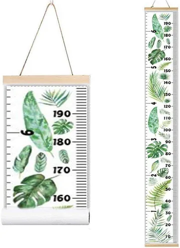 Vista 13 de Tabla de crecimiento para niños, marco de madera, lienzo de tela, regla de medición de altura de bebé a adulto para decoración de habitación