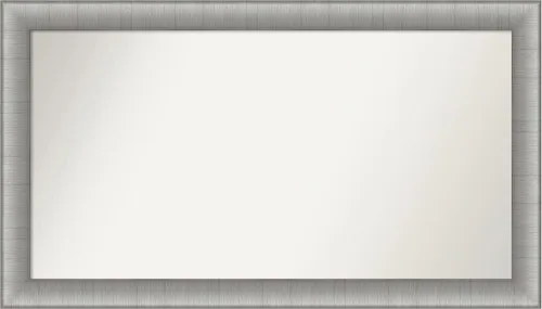 Vista 205 de Amanti Art Espejo de baño plateado para sobre el fregadero, 28 x 37 pulgadas, elegante espejo rectangular de peltre cepillado, marco de madera