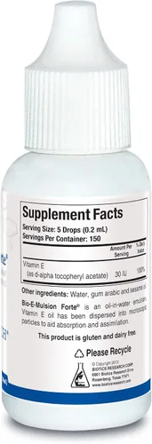 Vista 2 de Biotics Research Bio E Mulsion Forte - 1 onza líquida, 1.0 fl oz de vitamina E 30 UI/5 gotas, emulsionada, apoya la función celular, potente