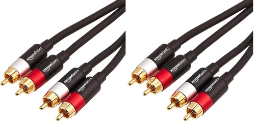 Vista 9 de Amazon Basics Cable de audio RCA de 2 contactos para amplificador, altavoces activos o subwoofer con conectores chapados en oro, 1,2 m, negro