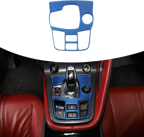 Vista 9 de Adhesivo suave de fibra de carbono para el interior del automóvil para Jaguar F-Type 2013-2026 Cubierta de la consola central (estilo B, negro)
