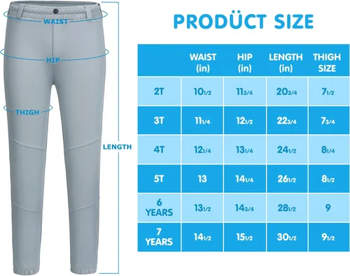 Vista 6 de Mivei Pantalones de béisbol para niños de 2 a 7 años, pantalones de béisbol para niños pequeños, pantalones de sóftbol con bolsillos UPF50+