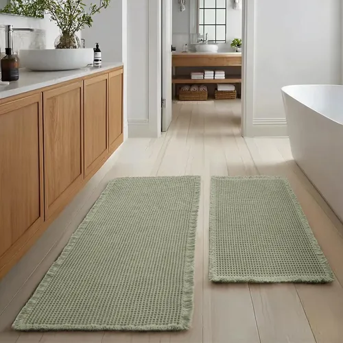 Vista 27 de JIUZHEN Tapete de Baño Mejorado con Diseño de Gofre Súper Absorbente Tapetes de Baño Antideslizantes Alfombras de Baño Lavables a Máquina de Secado