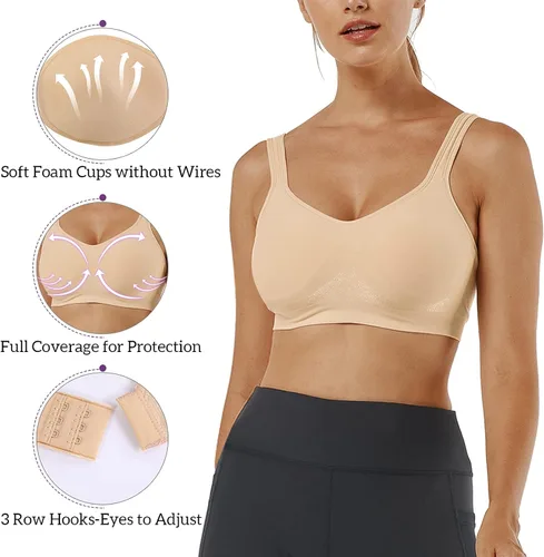 Vista 5 de Vertvie Bralette deportivo sin varillas para mujer, sin costuras, cobertura completa, talla grande, para dormir, yoga, entrenamiento, uso diario