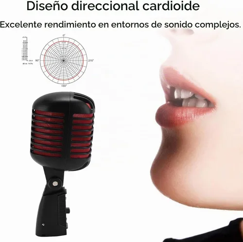 Vista 2 de banapoy Micrófono vocal clásico retro dinámico, micrófono cardioide profesional de rendimiento en vivo, micrófono antiguo de grabación vocal