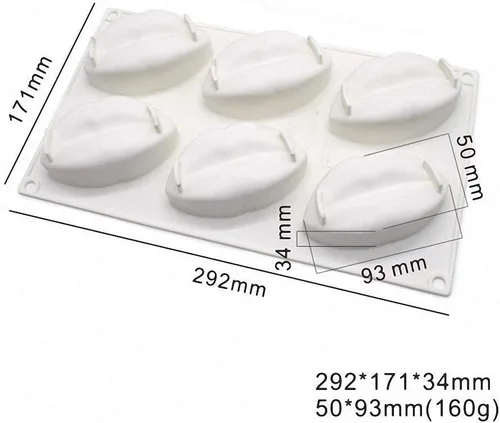 Vista 6 de Molde para hornear labios rojos en 3D con 6 cavidades, con estampado de labios, besos de silicona, para chocolate, caramelo, mousse, molde