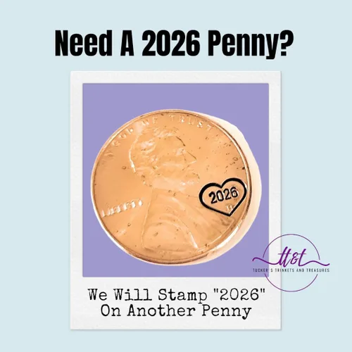 Vista 8 de Tucker's Trinkets And Treasures Personalized Anniversary Year Penny Key Chain, Anniversary Date, Name, Initials, Personalized