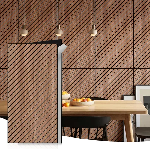 Vista 20 de WoveN SounD Slat Acousitc - Paneles de pared de 48 x 24 pulgadas, chapa de madera, decoración de pared a prueba de sonido, diseño autoadhesivo