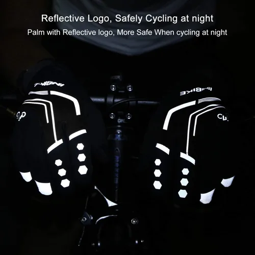 Vista 6 de INBIKE Guantes de ciclismo para hombres invierno a prueba de viento reflexivo almohadillas de gel térmico pantalla táctil