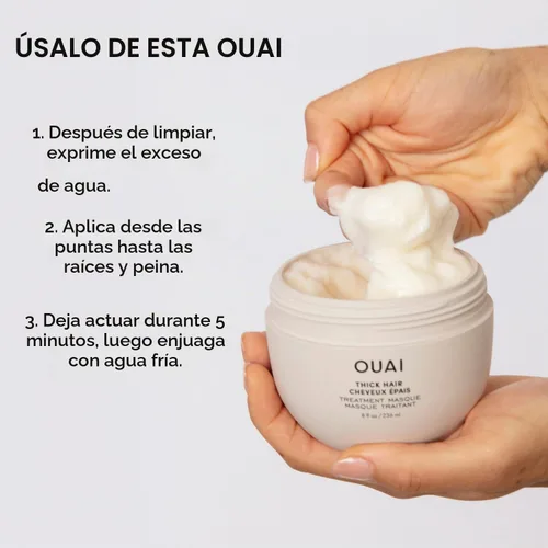 Vista 7 de OUAI Máscara para Cabello Grueso - Tratamiento con Aceite de Almendra, Aceite de Oliva y Queratina Hidrolizada para Restaurar el Cabello Dañado