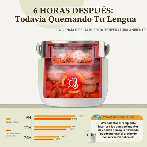 Vista 7 de Tarro de alimentos aislado de 40 onzas, compartimentos dobles Verde