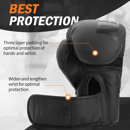 Vista 3 de Guantes de boxeo para hombres y mujeres, adecuados para boxeo, kickboxing, artes marciales mixtas, Muay Thai, MMA, entrenamiento con saco pesado