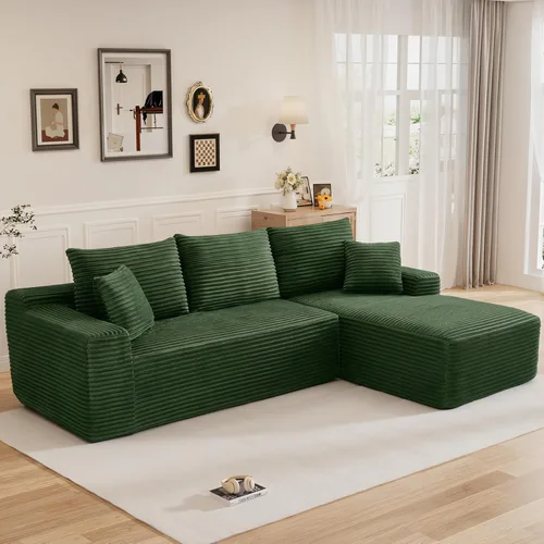 Vista 37 de Sofá modular sin hueso de 95 pulgadas, en forma de L con diván, tapicería de pana suave, asiento profundo, moderno y cómodo sofá para sala de estar