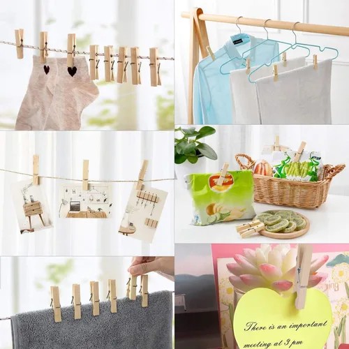 Vista 2 de 100 pinzas de madera para ropa de 3 pulgadas, clips de madera resistentes para colgar ropa, fotos al aire libre