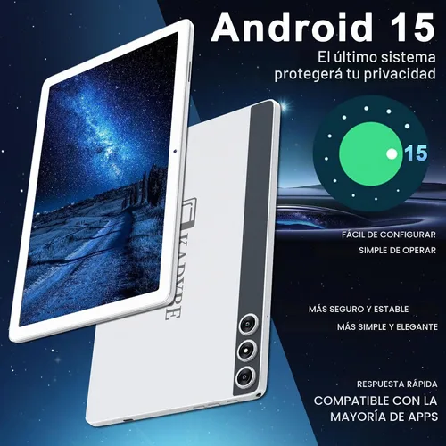 Vista 2 de Tablet Android 15 2026, tabletas de 10 pulgadas con almacenamiento de 128 GB, 14 GB de RAM, 1 TB expandible, tabletas celulares 4G duales