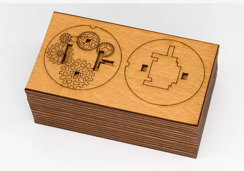 Vista 4 de iDventure Kryptos - Caja de rompecabezas 3D con código secreto - Caja de dinero Cryptex - Caja de tesoro de madera pequeña de regalo para adultos