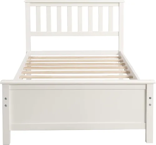 Vista 8 de Harper & Bright Designs Base de cama de tamaño individual, cama de plataforma de madera con cabecero, cama de plataforma individual con soporte