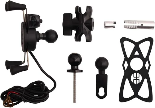Vista 5 de Soporte de teléfono para motocicletas con cargador Soporte de teléfono móvil Soporte de navegación GPS para BMW S1000RR Suzuki GSX 1300R Hayabusa