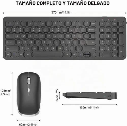 Vista 2 de Cimetech - Juego de teclado y mouse inalámbricos compactos de tamaño completo, teclas de menos ruido, 2.4 G, diseño ultradelgado y elegante