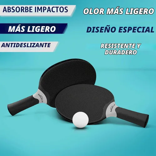 Vista 3 de Set de raquetas de tenis de mesa Senston, raqueta de tenis de mesa profesional con 3 bolas, juego de paletas de ping pong de goma compuesta Negro