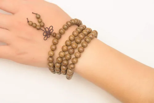 Vista 58 de Mala Beads Pulsera 108 0.315 in Meditación Sándalo Elástico..