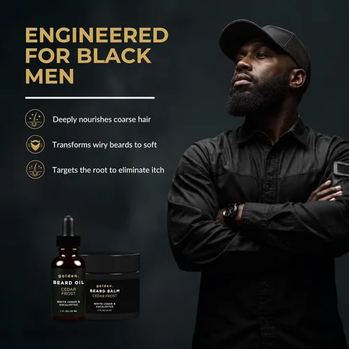 Vista 7 de Golden Grooming - Bálsamo para barba – Domina los flaways y promueve un crecimiento más grueso, cera de peinado natural con manteca de karité