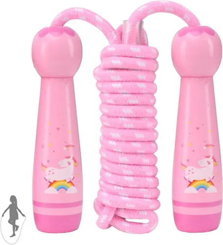 Vista 6 de Cuerda de saltar para niños, cuerda de saltar ajustable para niños pequeños con mango de madera y cuerda de algodón, bonita cuerda de saltar