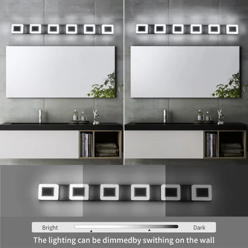 Vista 4 de 6 luces LED de baño sobre espejo negro acrílico moderno luces de tocador regulables luz de pared baño tocador accesorios
