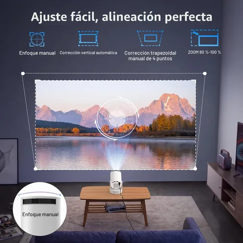 Vista 3 de Mini proyector, proyector portátil, soporte 4K y altavoz de 5 W Lvory Blanco-4