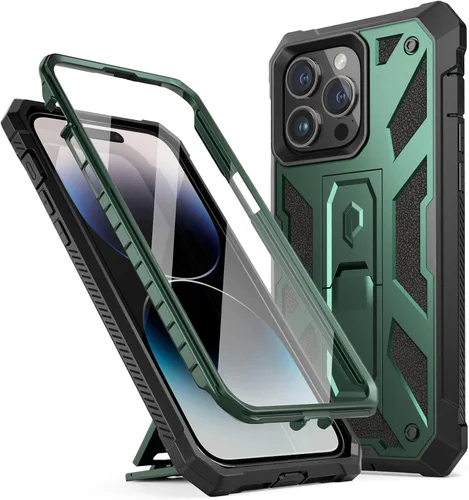 Vista 7 de Poetic Funda compatible con iPhone 14 Pro Max, funda Spartan para iPhone 14 Pro Max, textura de cuero resistente a prueba de golpes, con protector