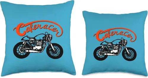 Vista 3 de American Cafe Racer Motorcycle Apparel and Merch Cafe Racer Biker Men Women Adult Teens Boys Girls Kids Youth Throw Pillow, 16x16, Multicolor