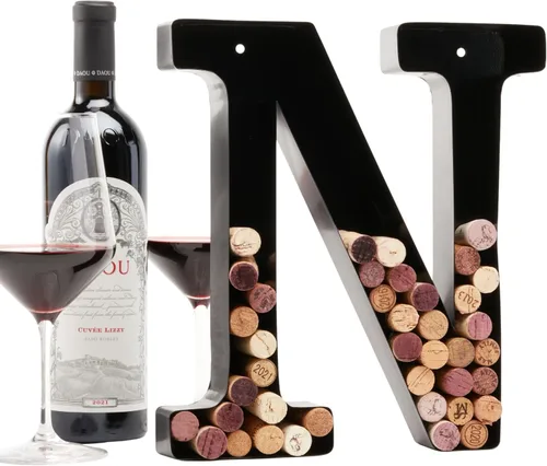 Vista 18 de Soporte de corcho con letra de vino (C) Arte decorativo de pared
