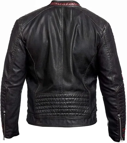 Vista 3 de N7 Mass Effect 3 Street Fighter Cafe Racer - Chaqueta de piel negra para hombre