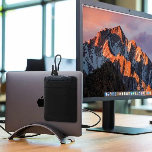 Vista 8 de Soporte para SSD y disco duro de 2 bolsillos para laptop, adhesivo reutilizable, funda de bolsillo adhesiva para SSD portátil externo, disco duro