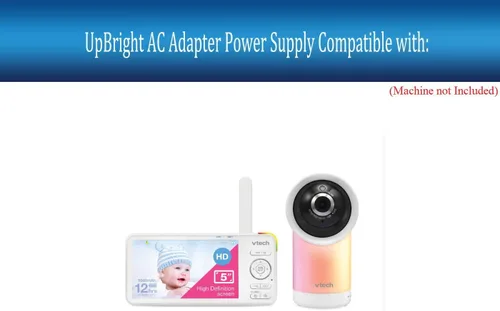 Vista 2 de UpBright Adaptador de 5 V CA/CC compatible con Vtech RM5766HD RM5766-2HD RM57662HD 5 "Smart Wi-Fi 2K Pan & Tilt Video Baby Monitor RM 5766 Unidad BU
