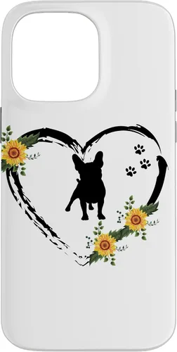 Vista 21 de iPhone 16 French Bulldog With Paw Prints And Sunflower Heart On White Case