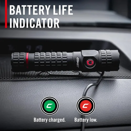 Vista 16 de COAST PX200R - Linterna LED recargable de 2000 lúmenes, enfoque giratorio, USB-C, clip de bolsillo de 2 posiciones