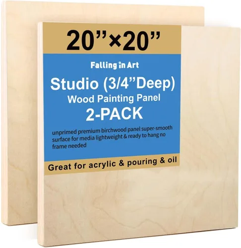 Vista 12 de Kit de Paneles de Lienzo de Madera de Abedul Sin Terminar, Falling in Art Paquete de 2 de 11x17'' Tablas de Cuna de Estudio de 3/4'' de Profundidad