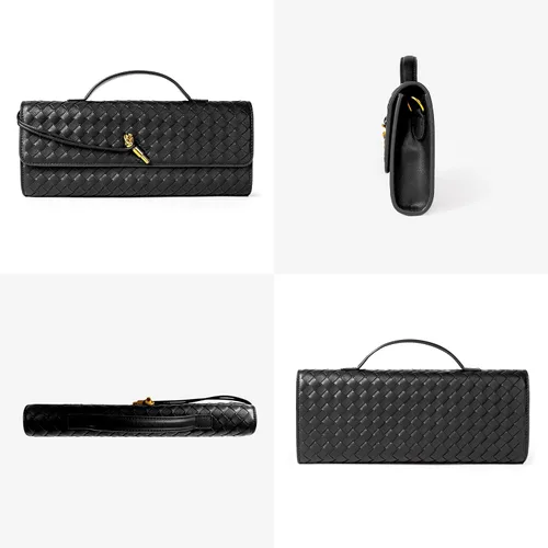 Vista 3 de Joryin Bolso tejido para mujer, bolso de mano de cuero tejido, bolso cruzado, bolso formal de noche, cuero vegano